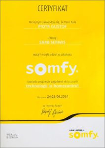 Certyfikat - Somfy